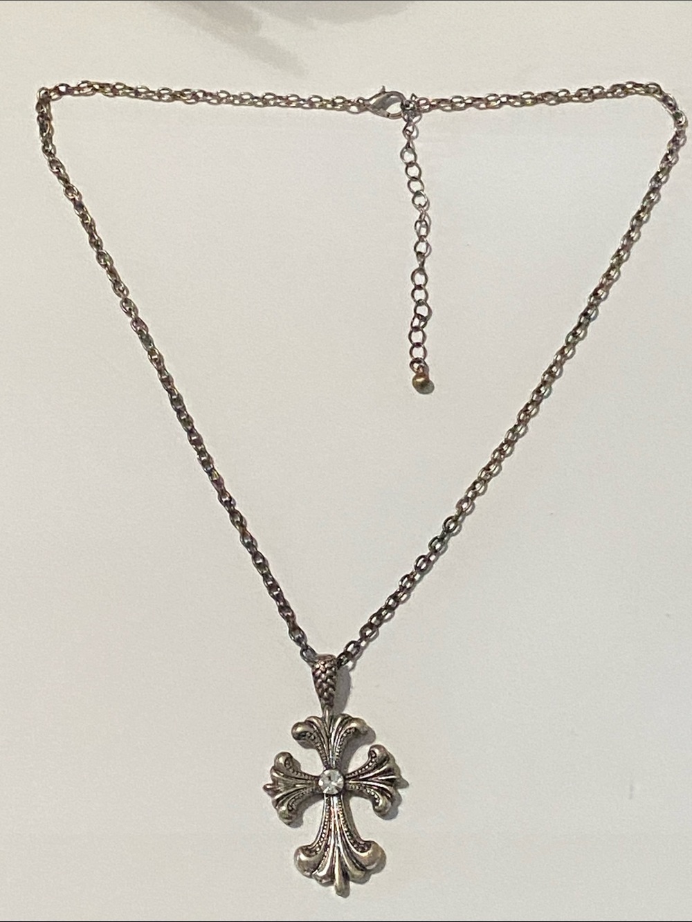 Silver Tone Cross Pendant Necklace